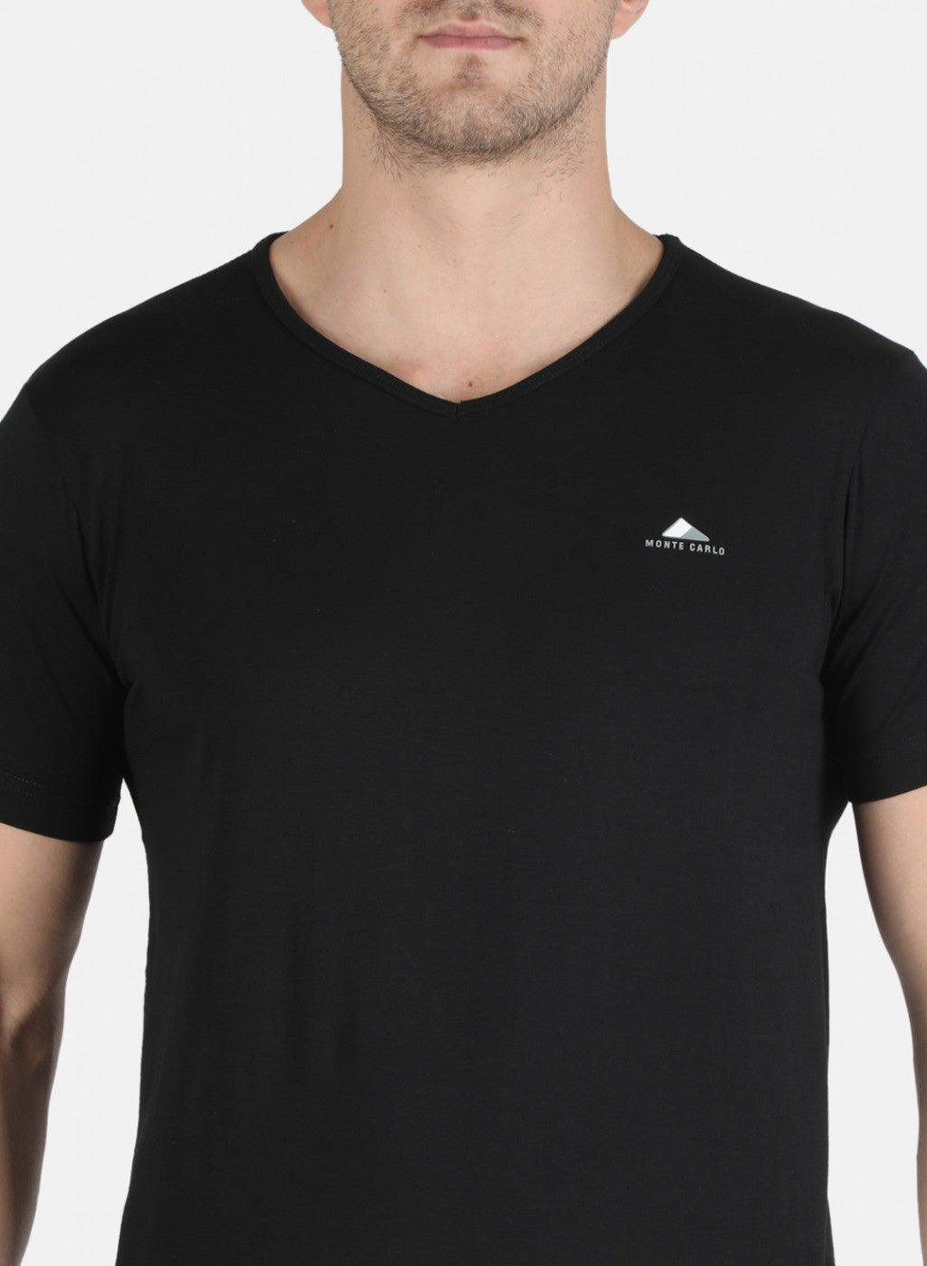 Men Black Plain T-Shirt