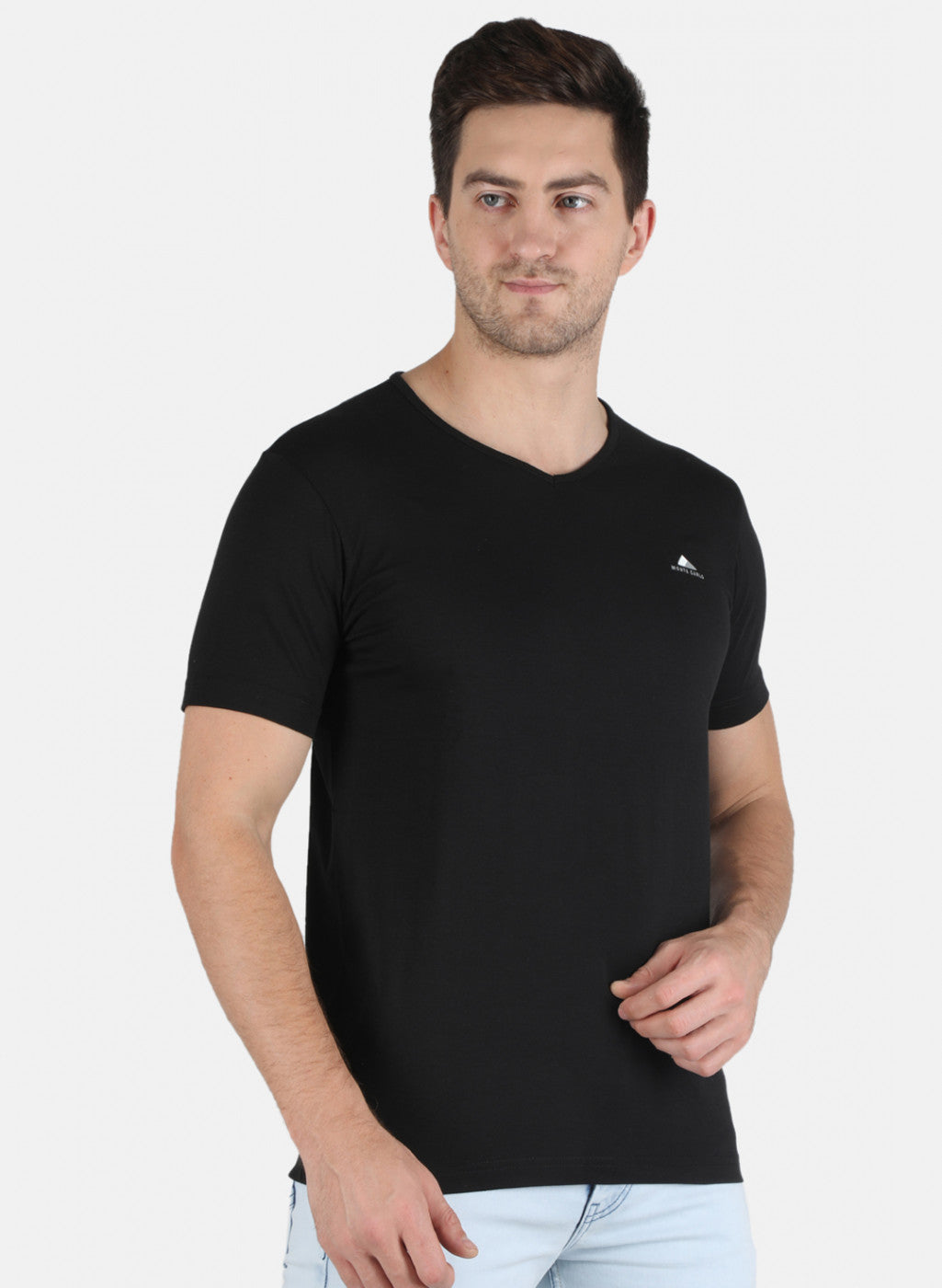 Men Black Plain T-Shirt