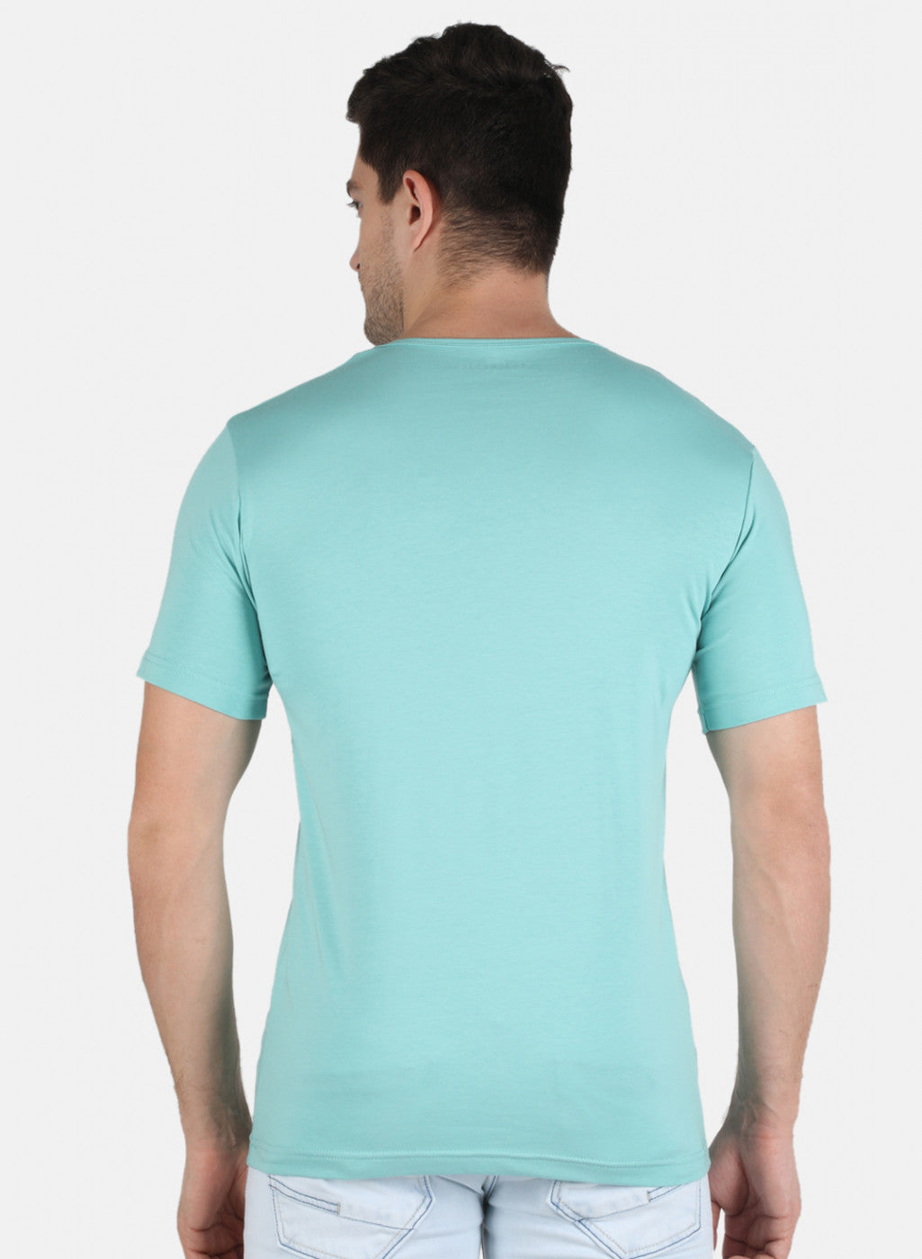 Men Blue Plain T-Shirt