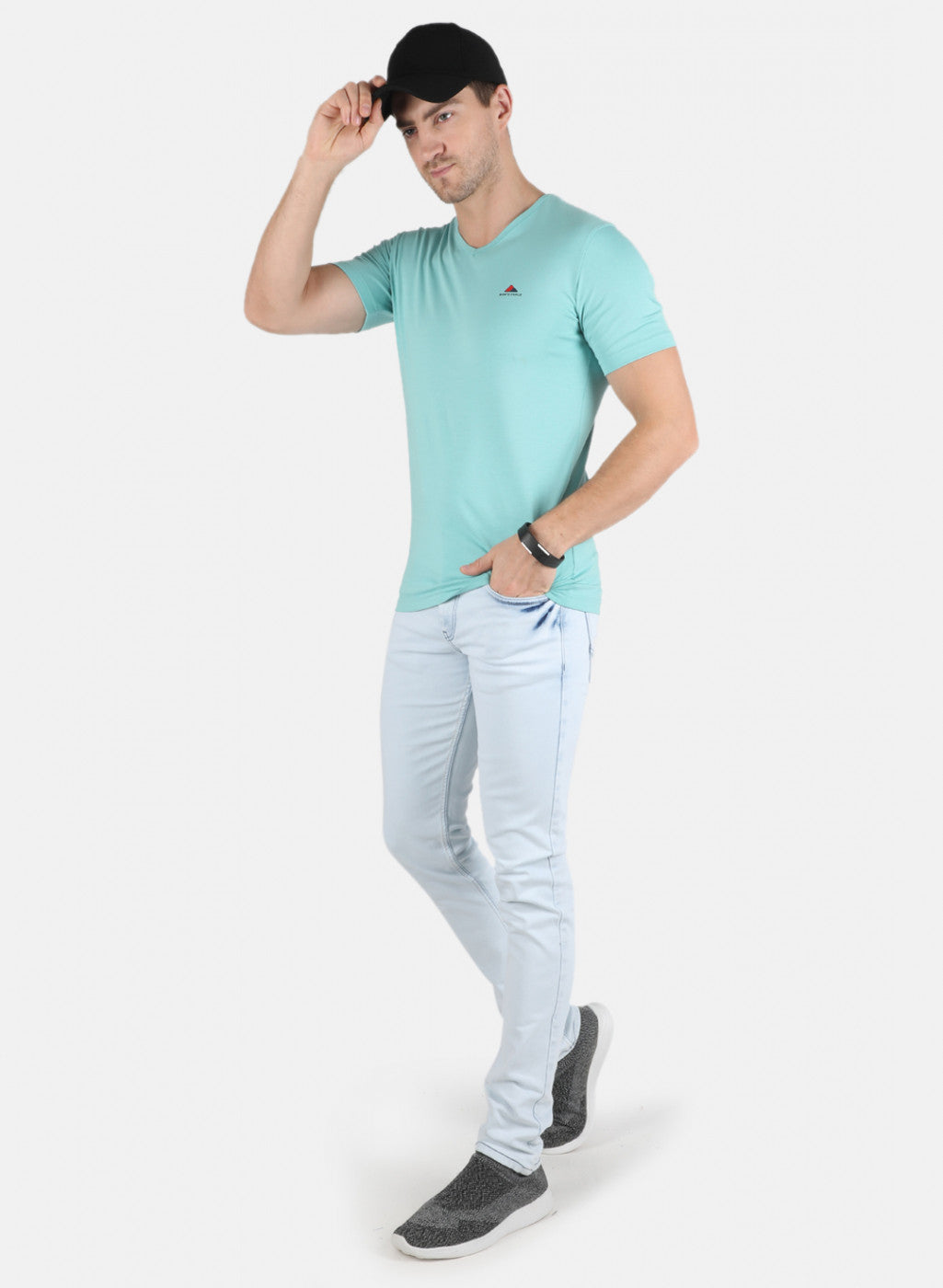 Men Blue Plain T-Shirt