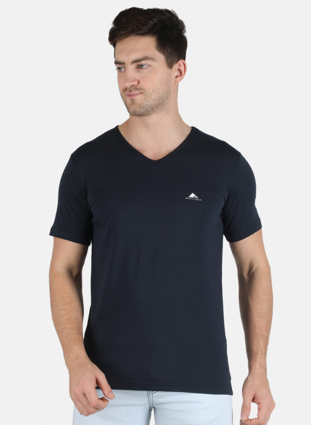 Men NAvy Blue Plain T-Shirt