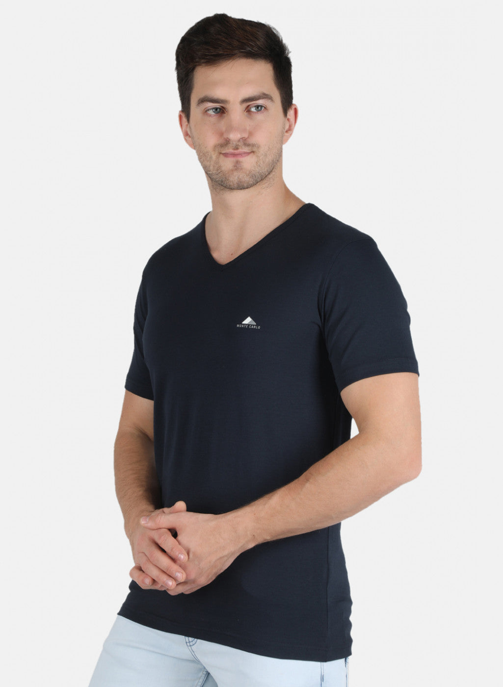 Men NAvy Blue Plain T-Shirt