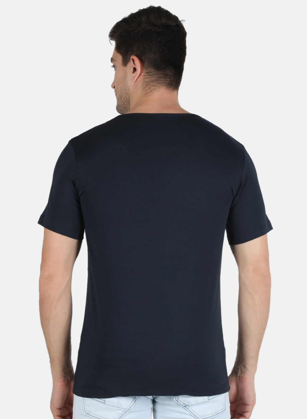 Men NAvy Blue Plain T-Shirt