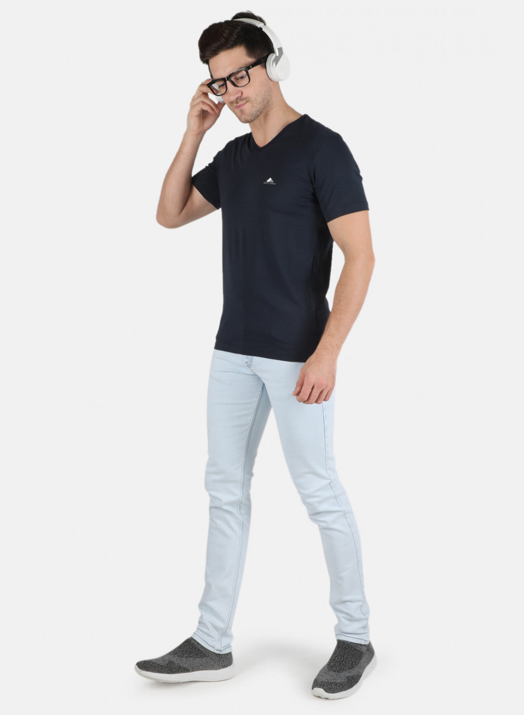 Men NAvy Blue Plain T-Shirt