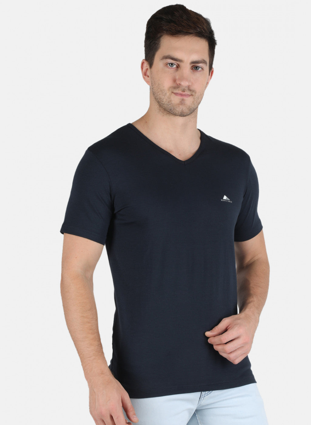 Men NAvy Blue Plain T-Shirt