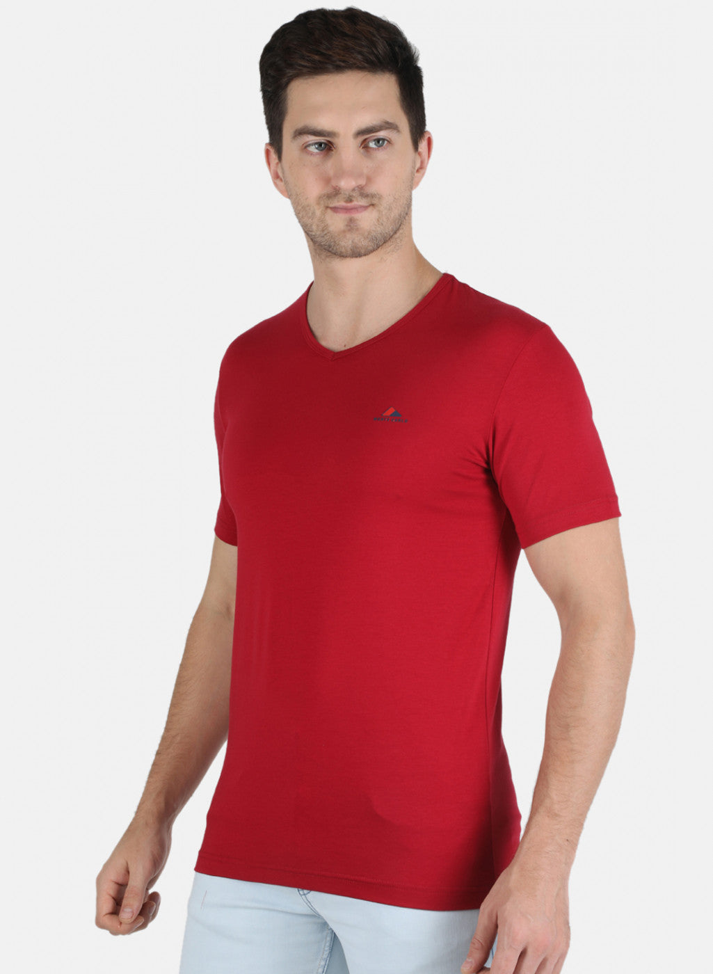 Men Red Plain T-Shirt