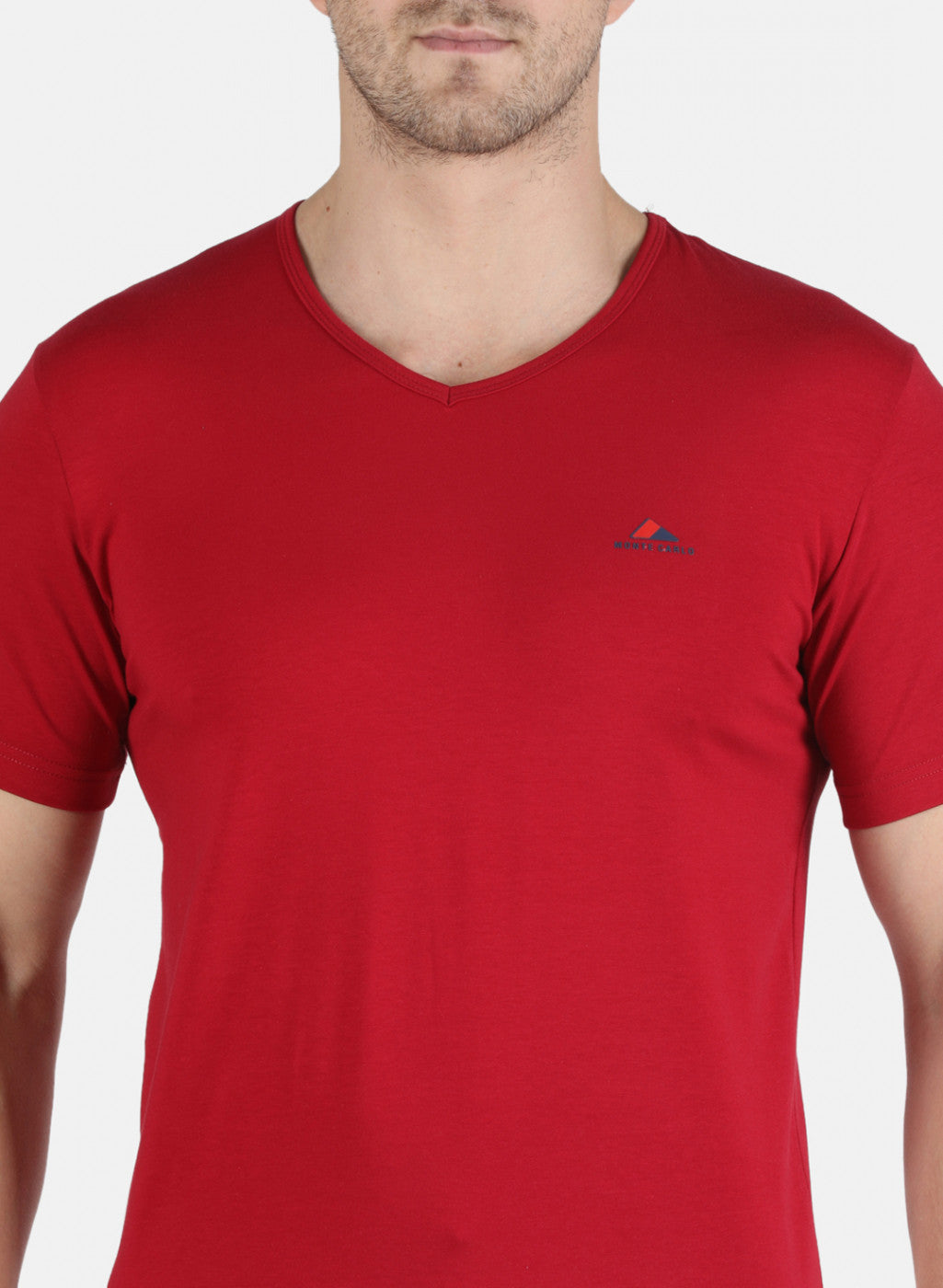 Men Red Plain T-Shirt