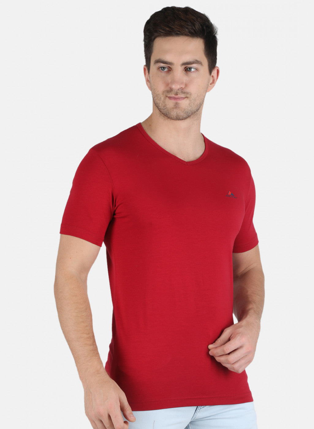 Men Red Plain T-Shirt