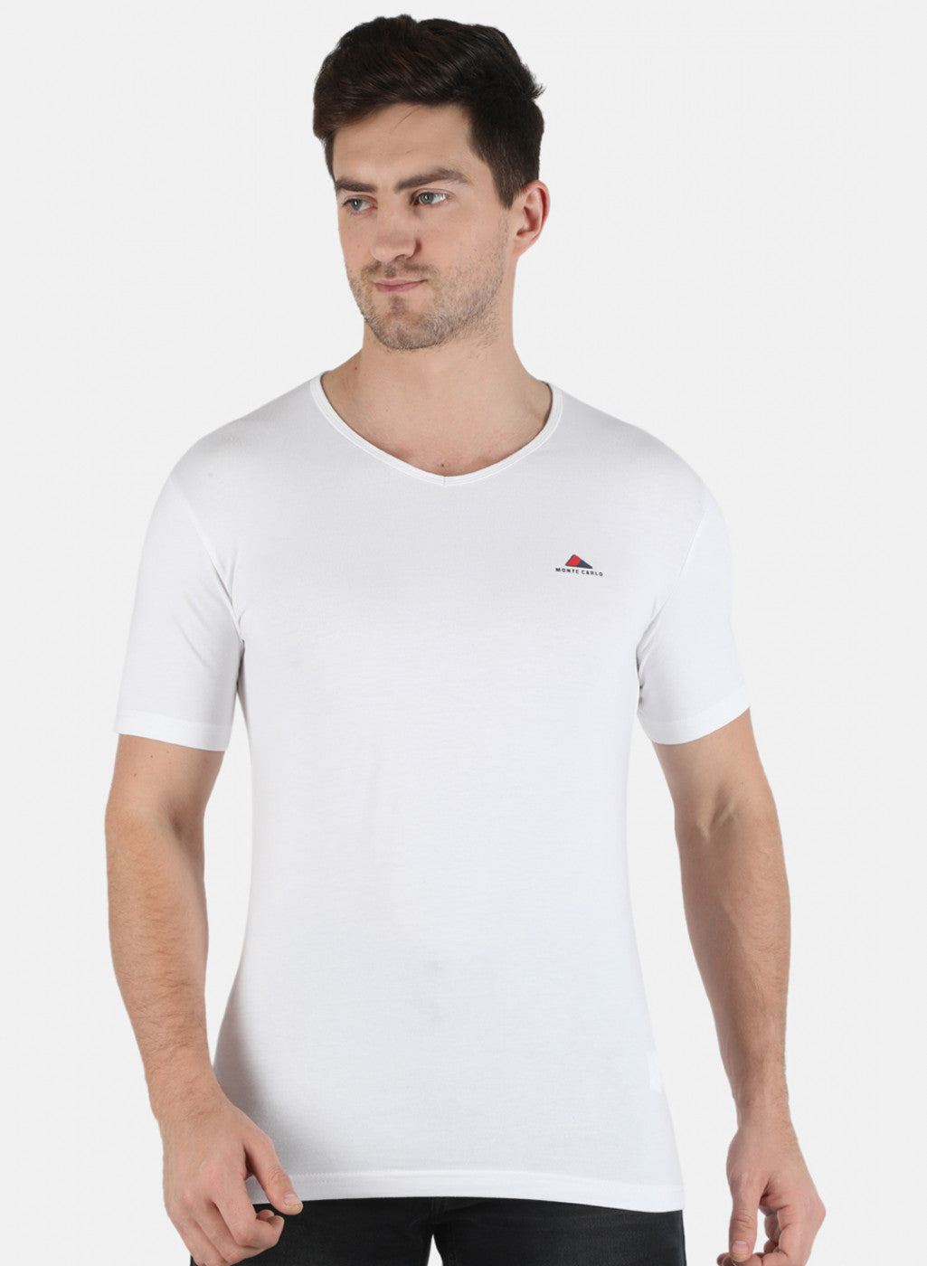 Men White Plain T-Shirt