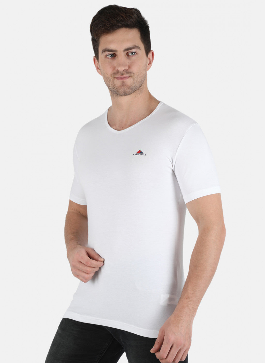 Men White Plain T-Shirt