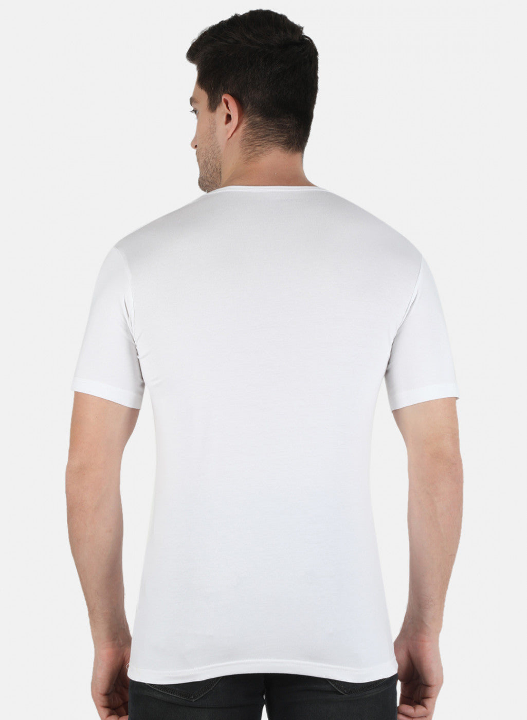 Men White Plain T-Shirt