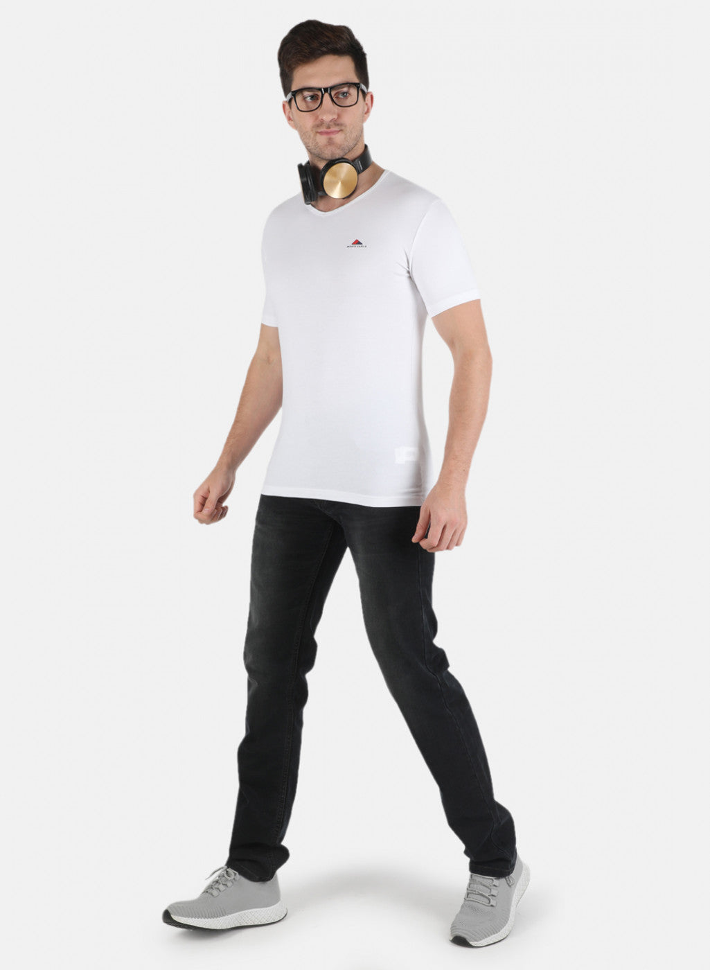 Men White Plain T-Shirt