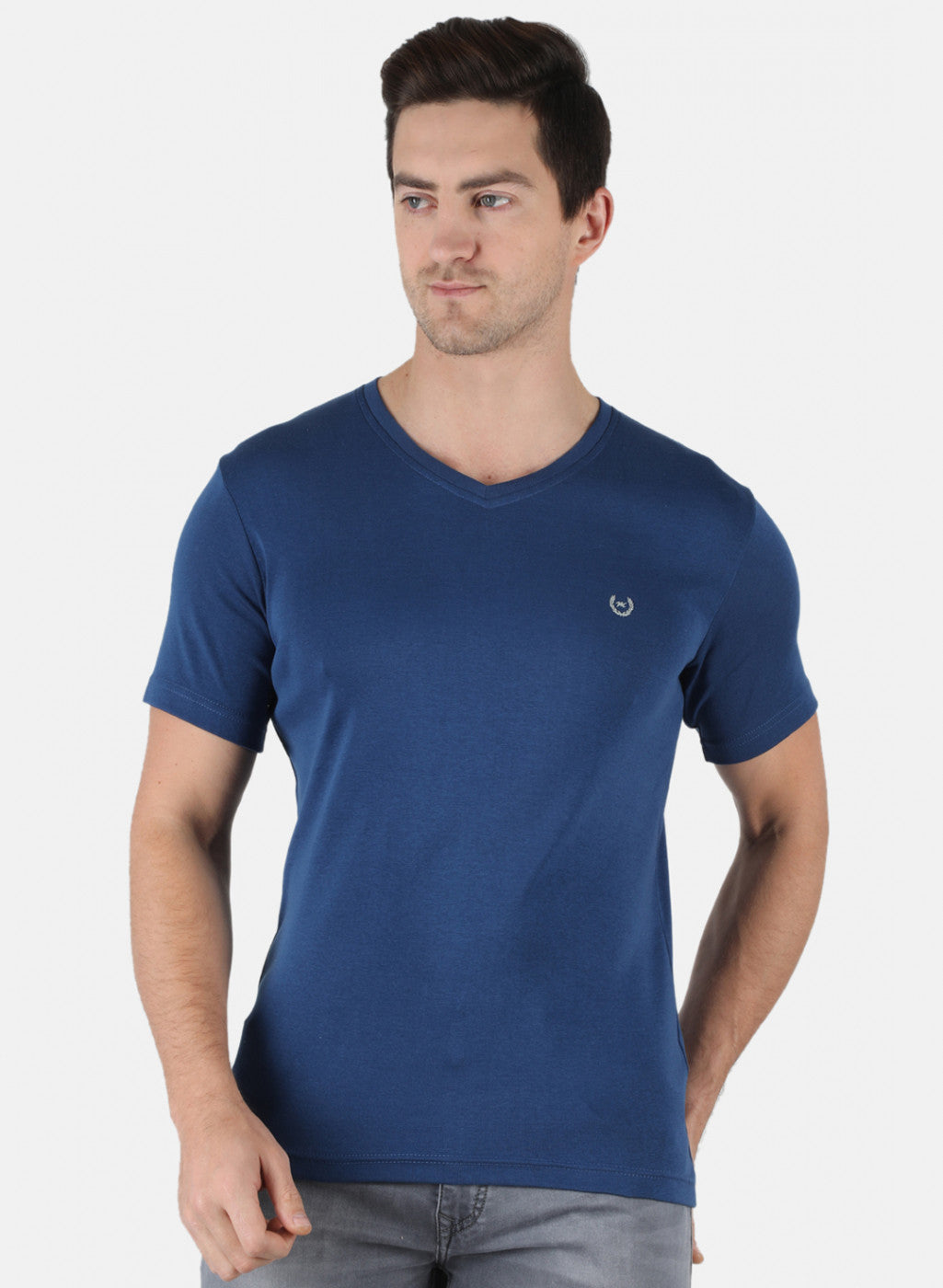 Men Blue Plain T-Shirt