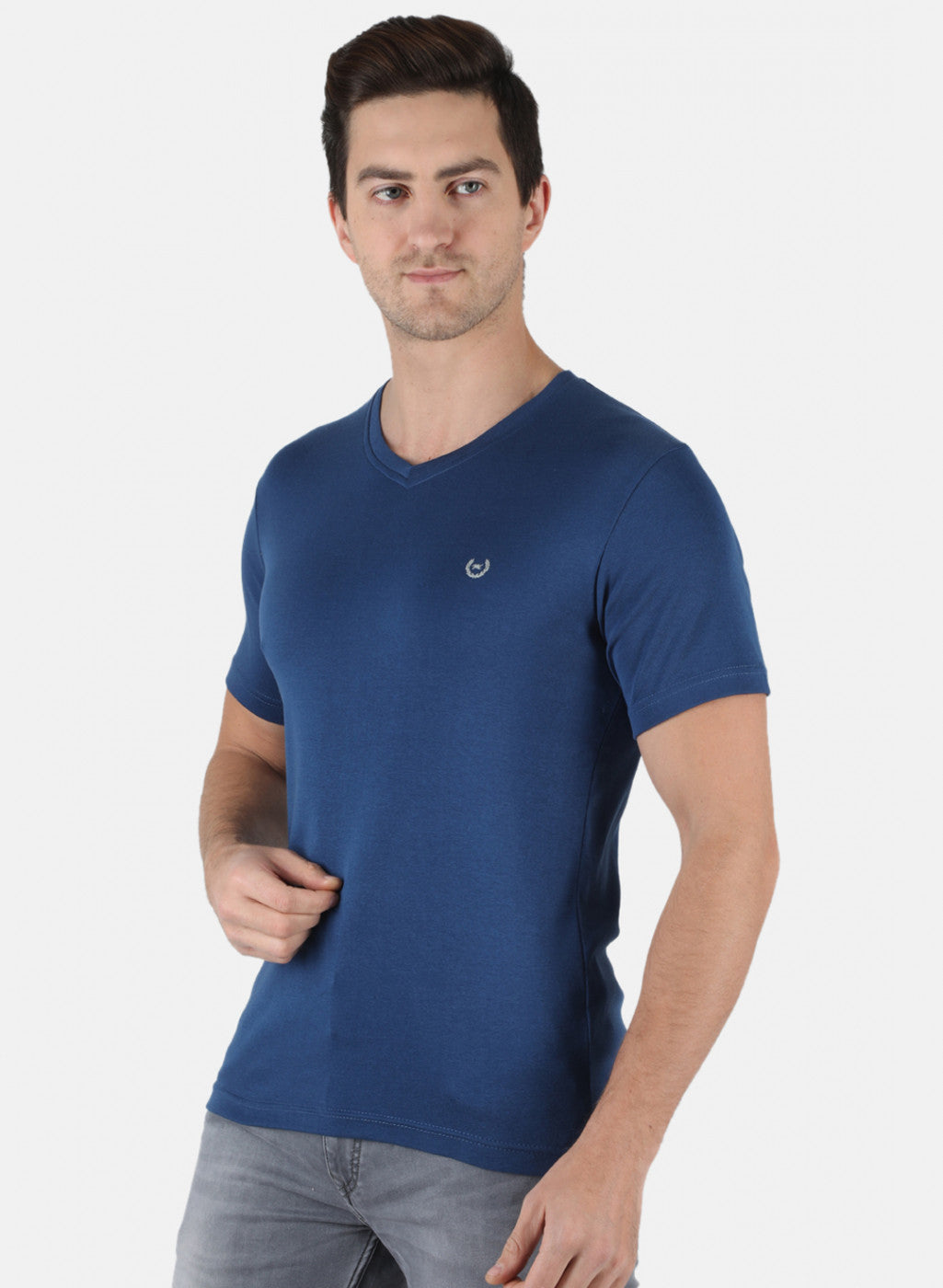 Men Blue Plain T-Shirt