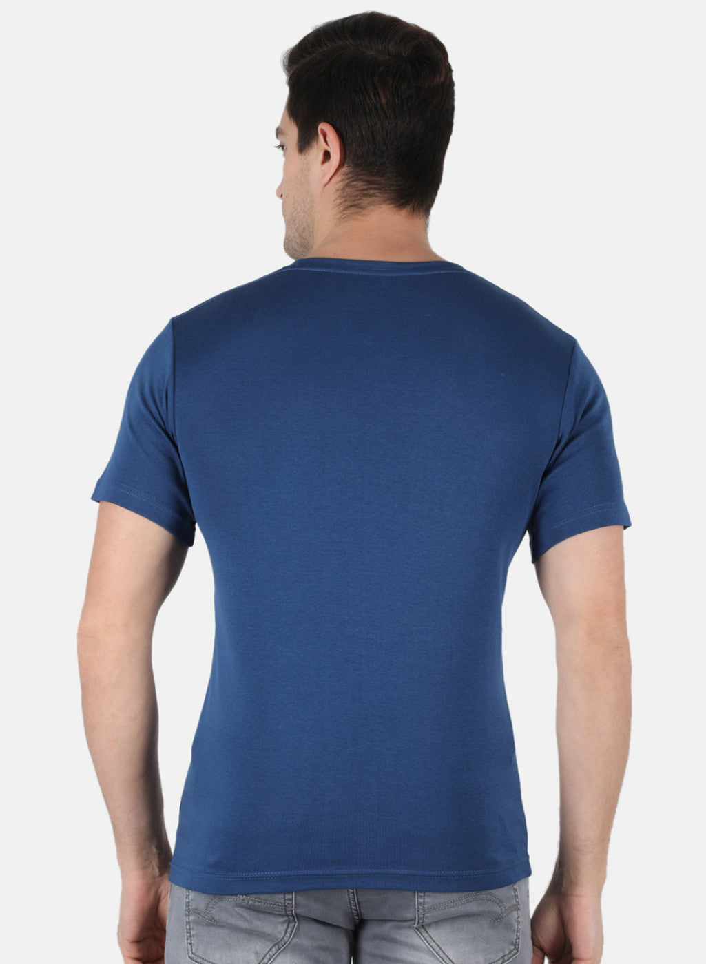 Men Blue Plain T-Shirt