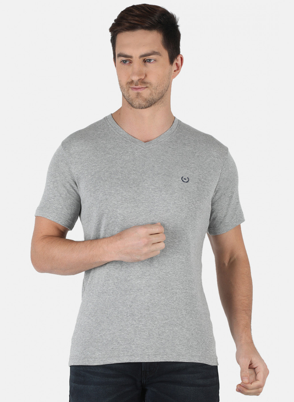 Men Grey Plain T-Shirt