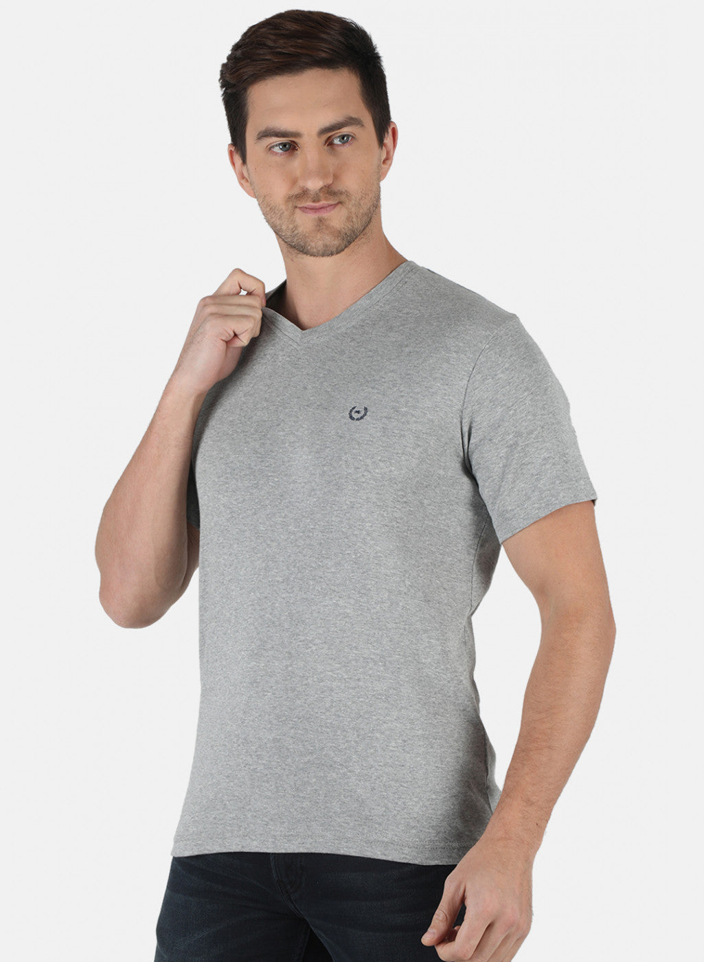 Men Grey Plain T-Shirt