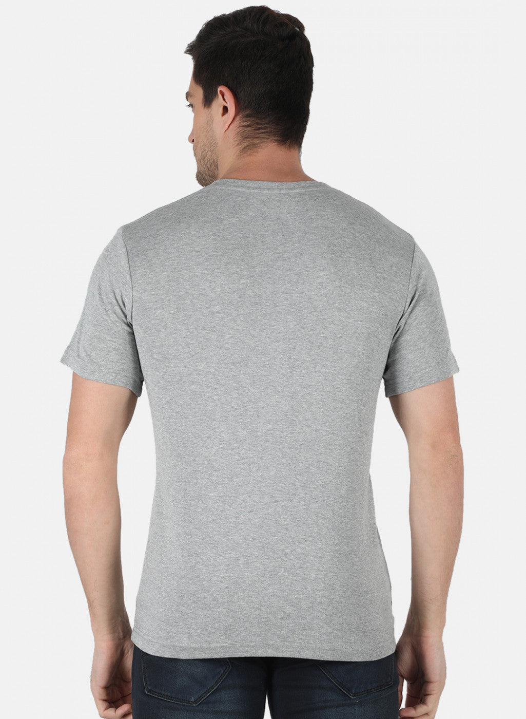 Men Grey Plain T-Shirt