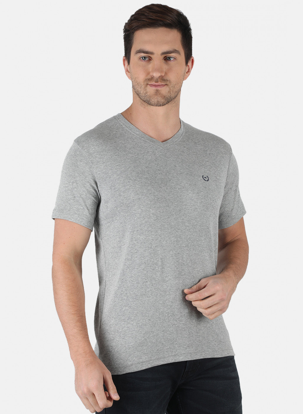 Men Grey Plain T-Shirt