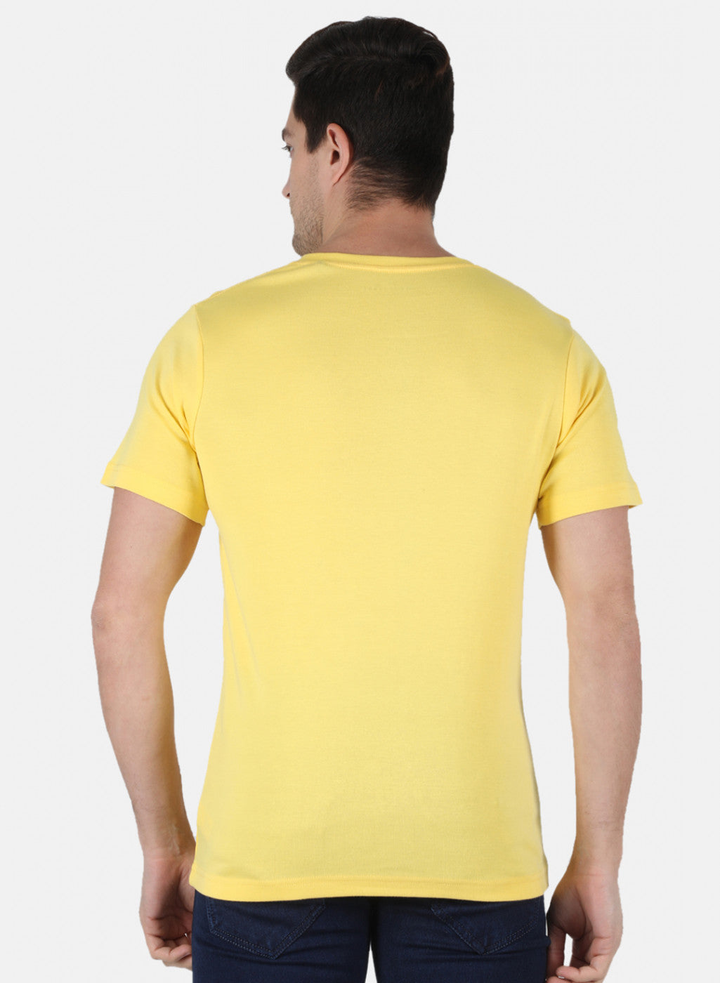 Men Yellow Plain T-Shirt