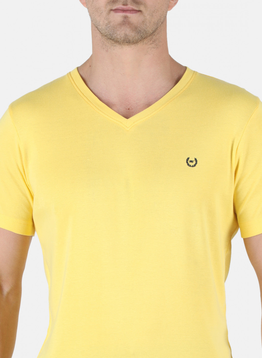 Men Yellow Plain T-Shirt