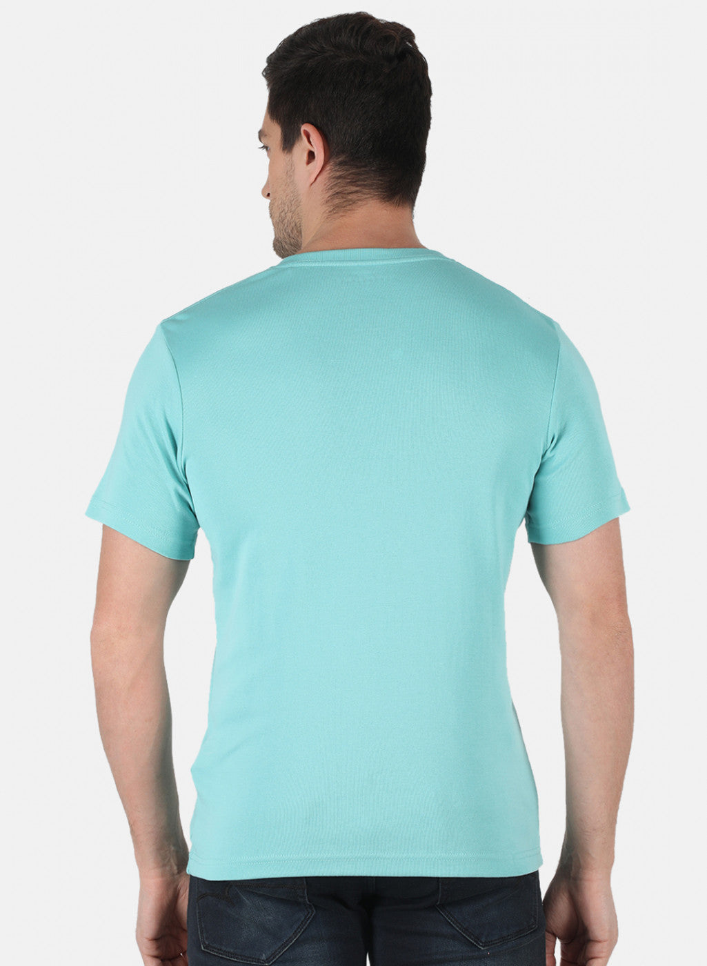 Men Blue Plain T-Shirt