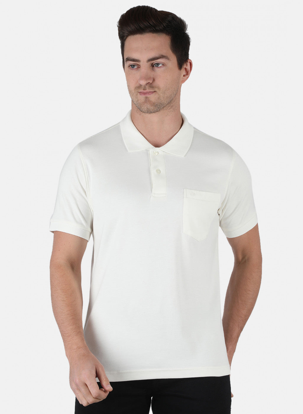 Men Cream Plain T-Shirt