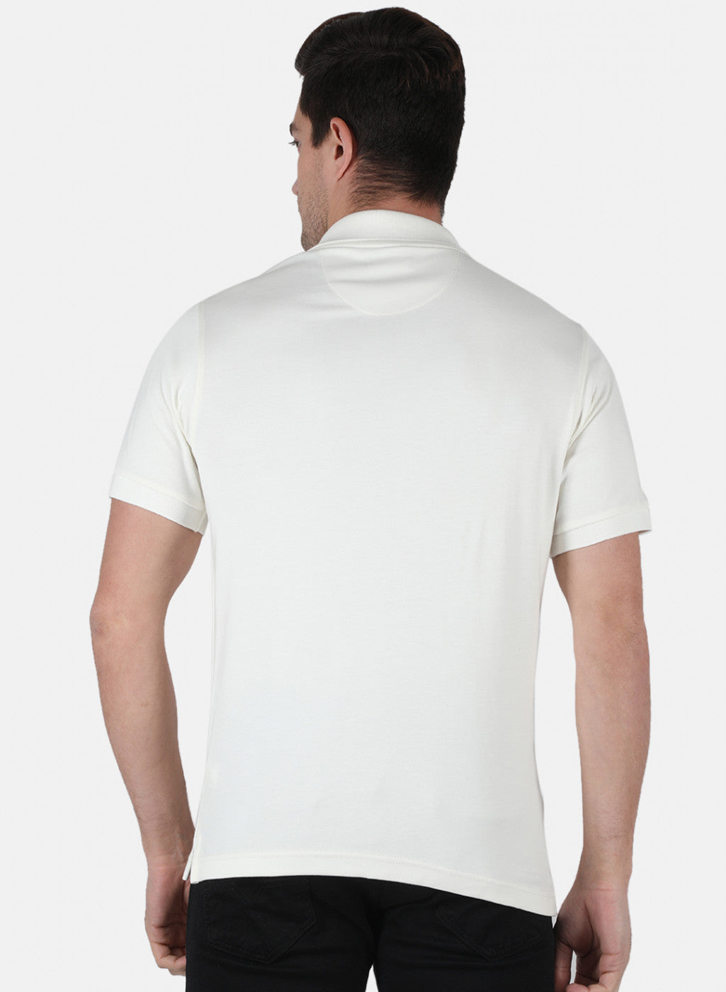 Men Cream Plain T-Shirt