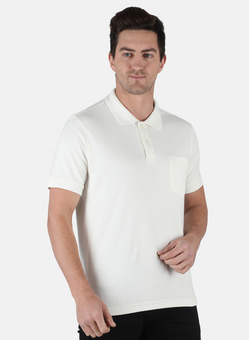 Men Cream Plain T-Shirt