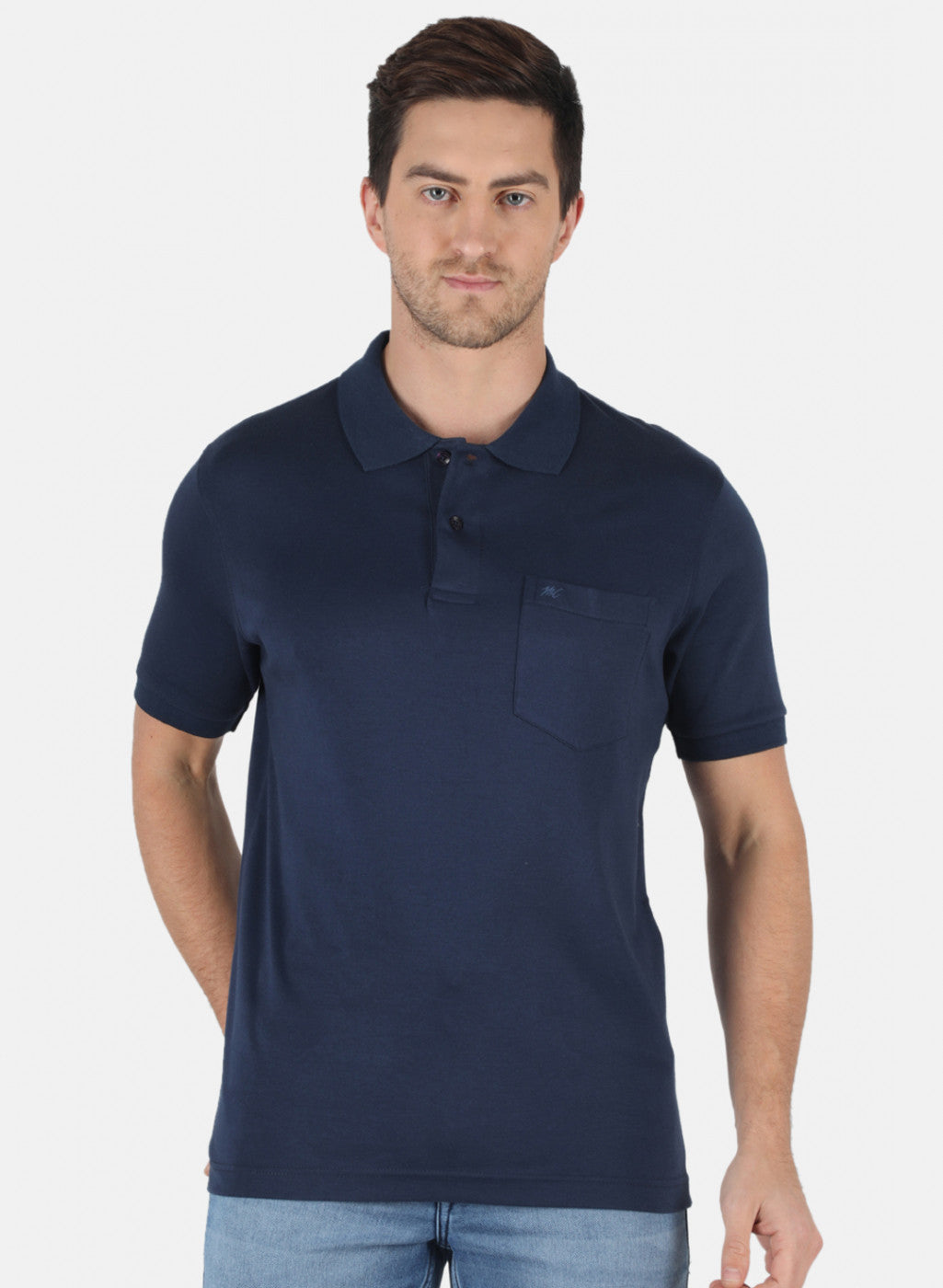 Men NAvy Blue Plain T-Shirt