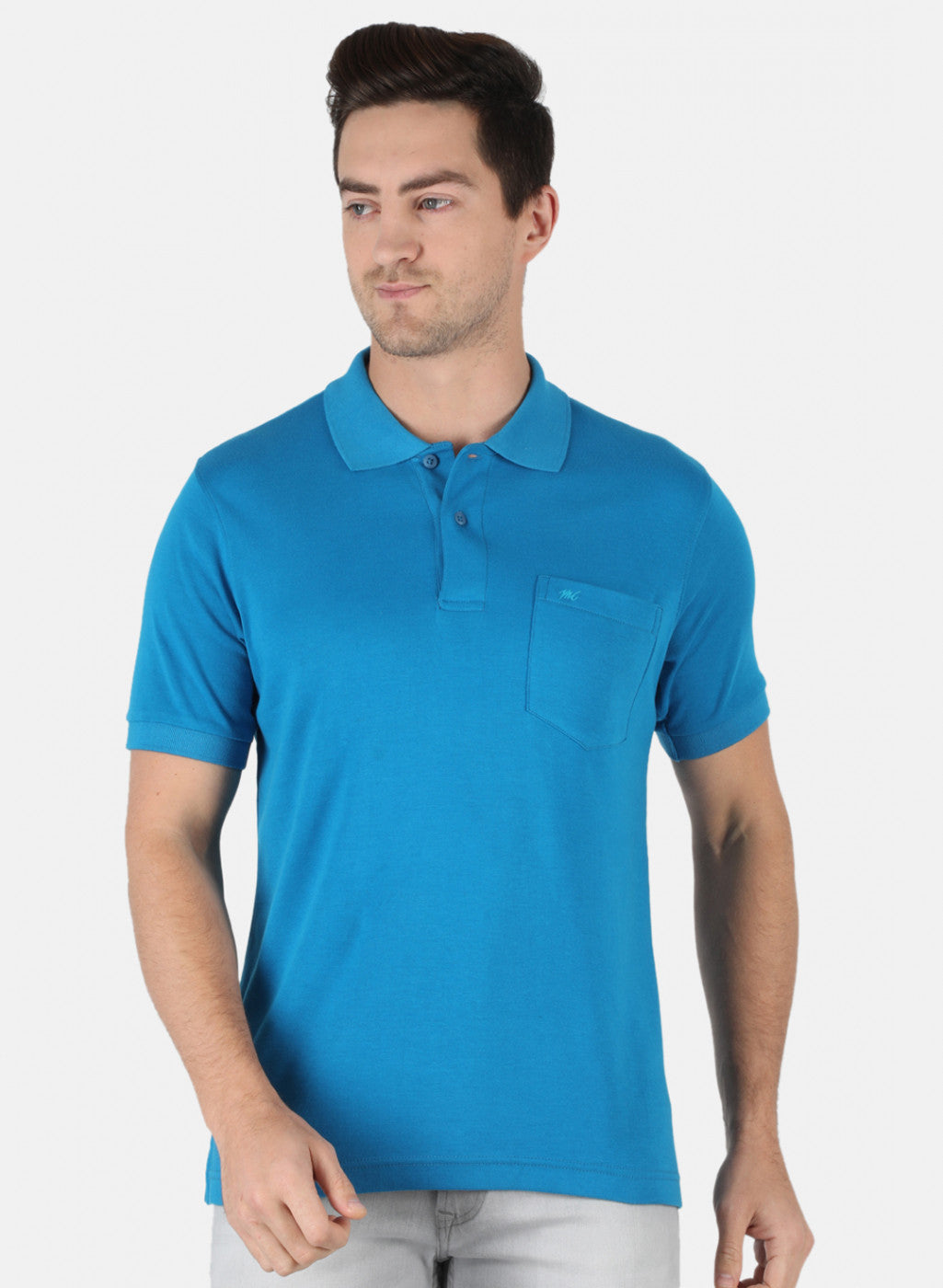 Men Blue Plain T-Shirt