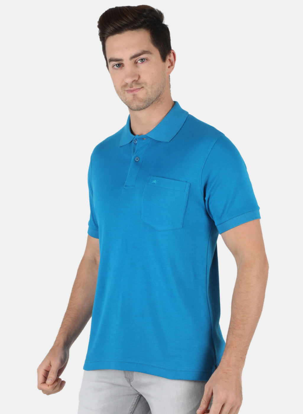 Men Blue Plain T-Shirt