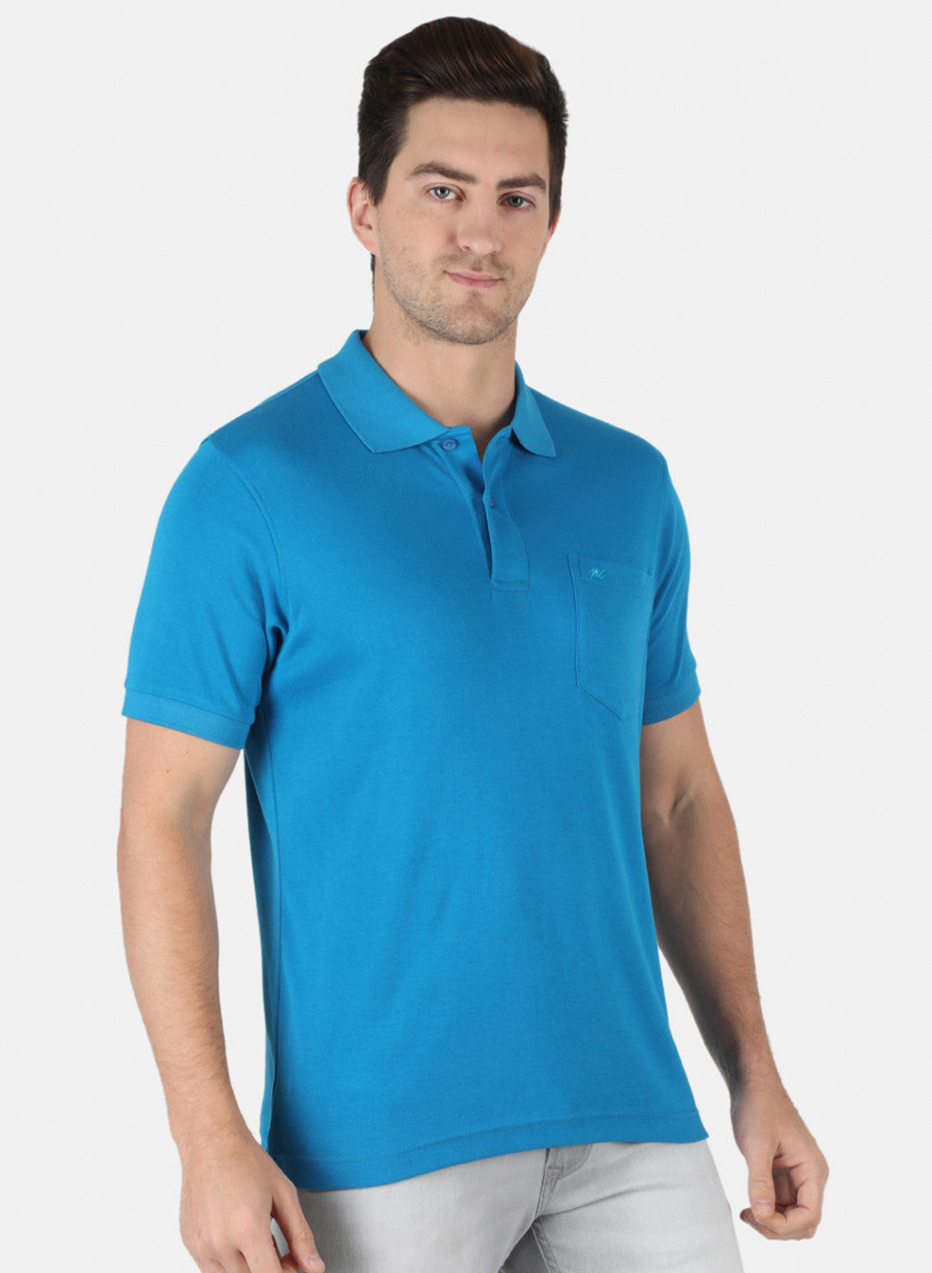 Men Blue Plain T-Shirt