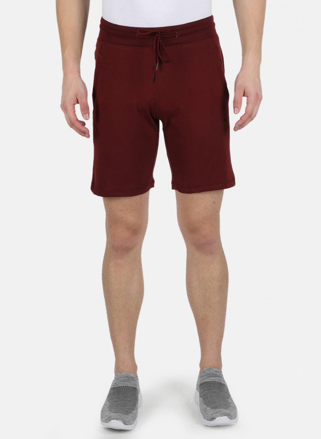 Men Maroon Plain Bermuda