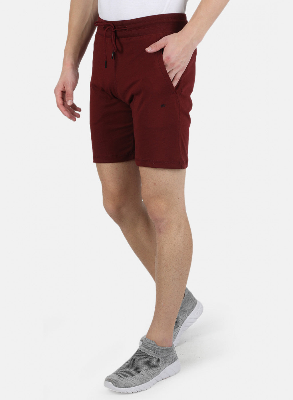 Men Maroon Plain Bermuda