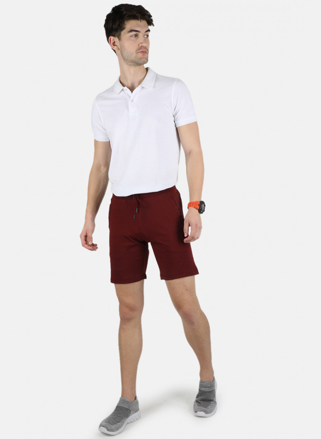 Men Maroon Plain Bermuda