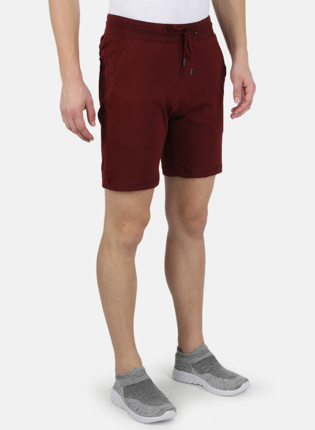 Men Maroon Plain Bermuda