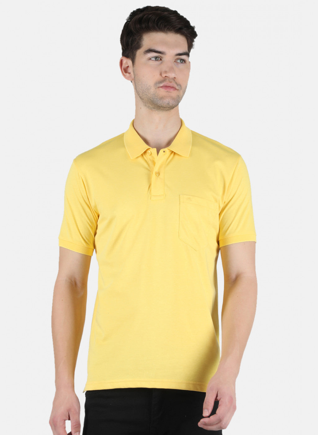 Men Yellow Plain T-Shirt