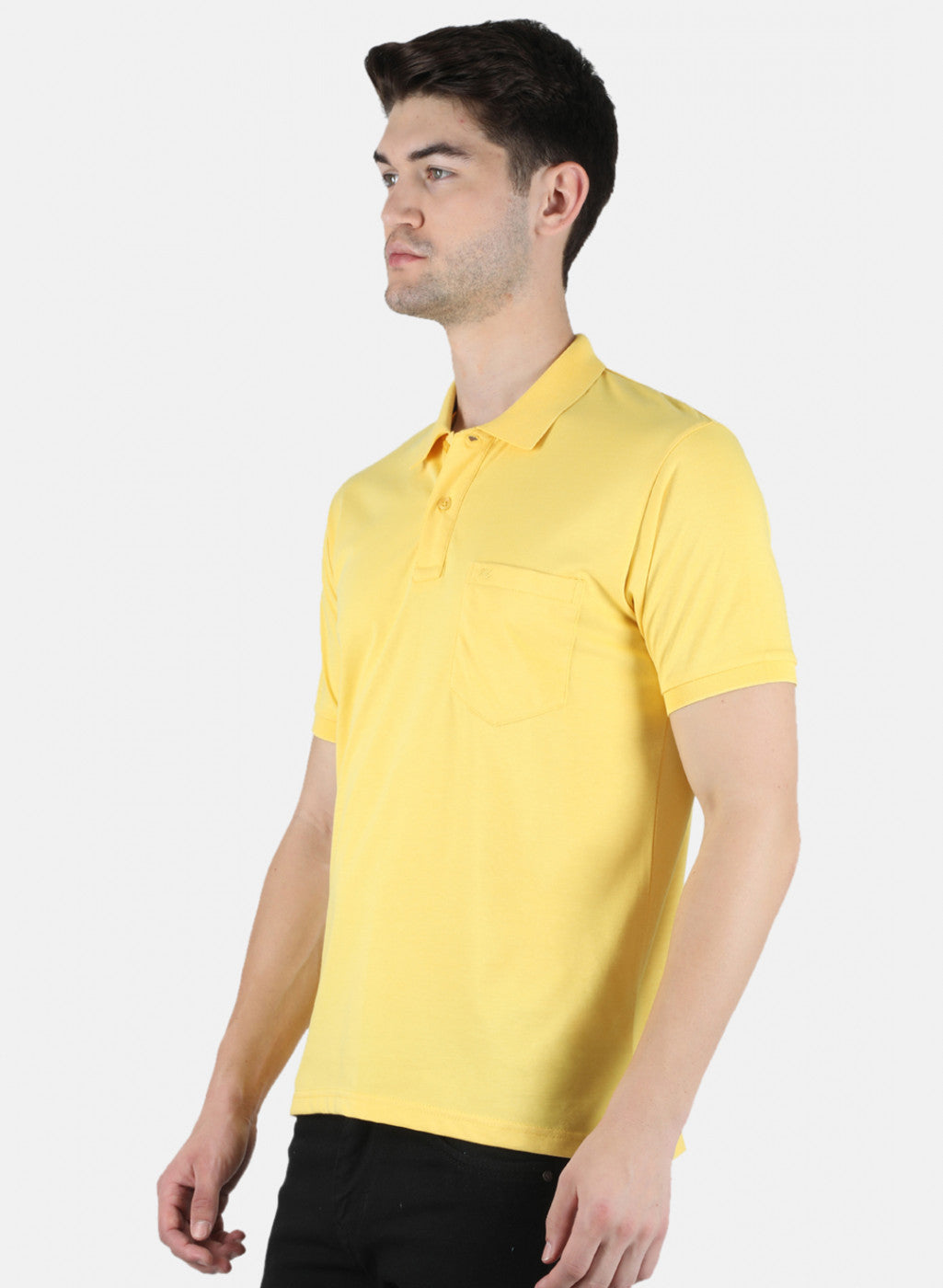 Men Yellow Plain T-Shirt