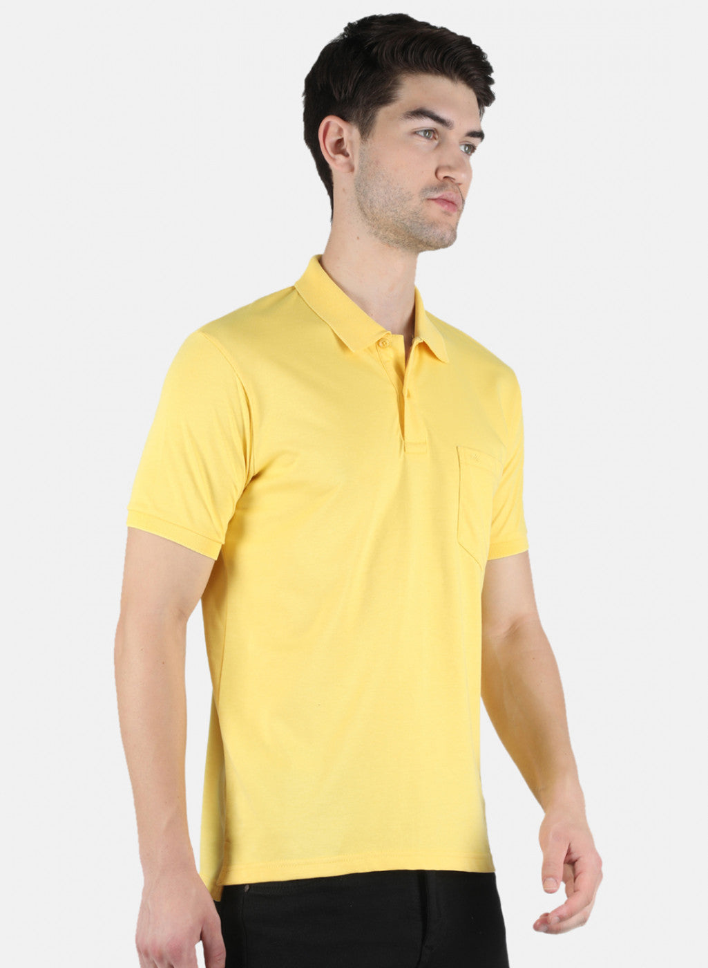 Men Yellow Plain T-Shirt