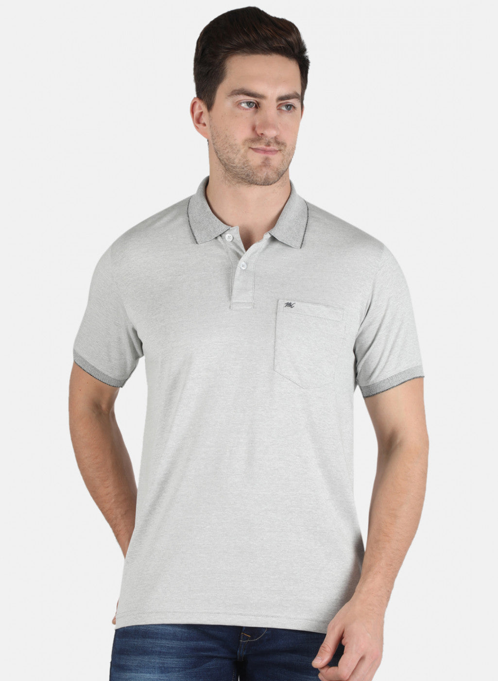 Men Grey Plain T-Shirt