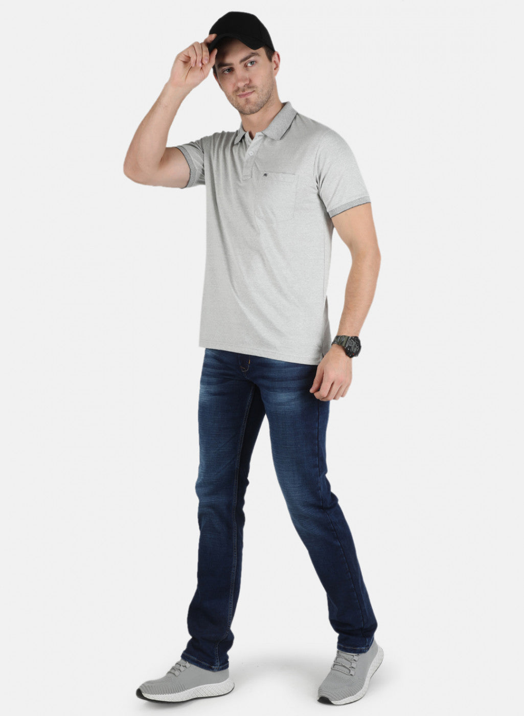 Men Grey Plain T-Shirt