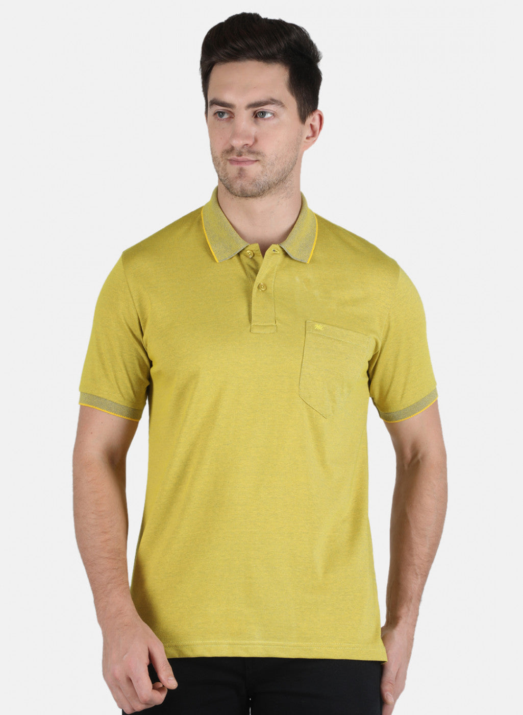 Men Yellow Plain T-Shirt