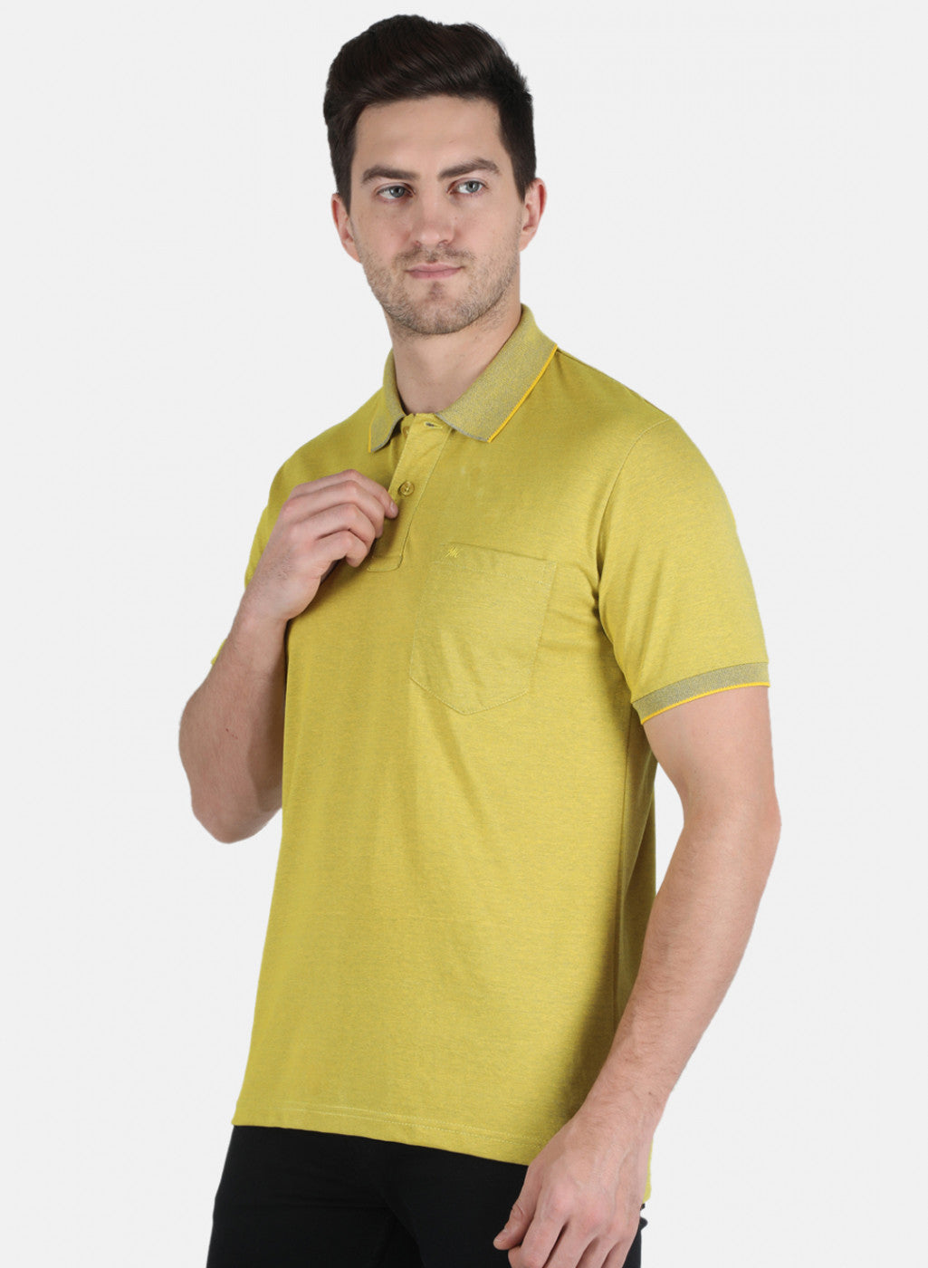 Men Yellow Plain T-Shirt