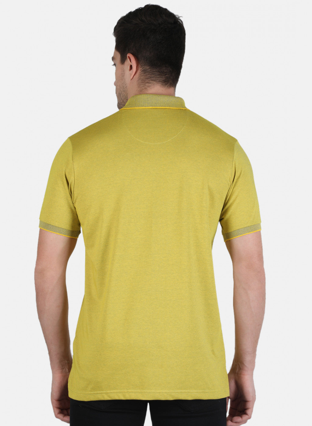 Men Yellow Plain T-Shirt