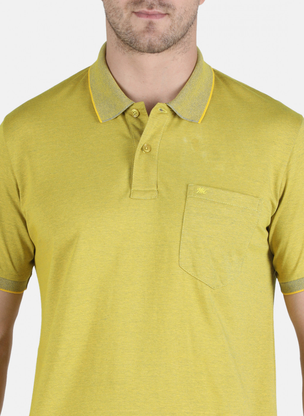 Men Yellow Plain T-Shirt