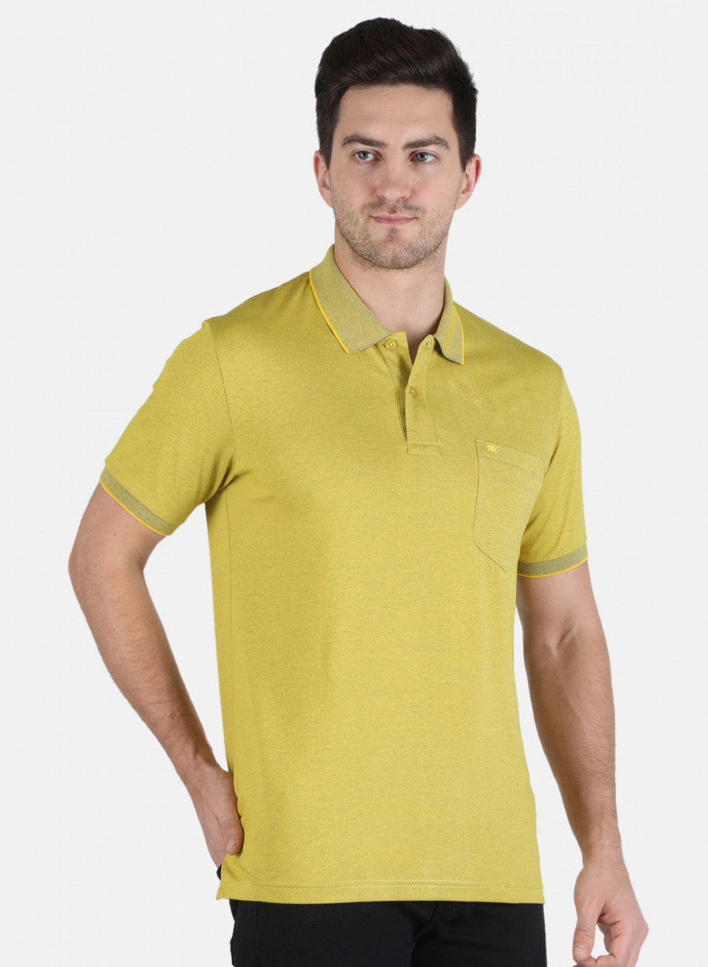 Men Yellow Plain T-Shirt