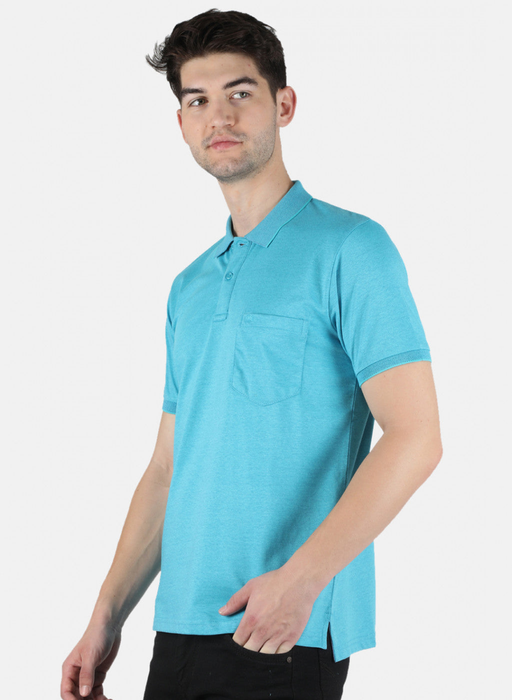 Men Blue Plain T-Shirt