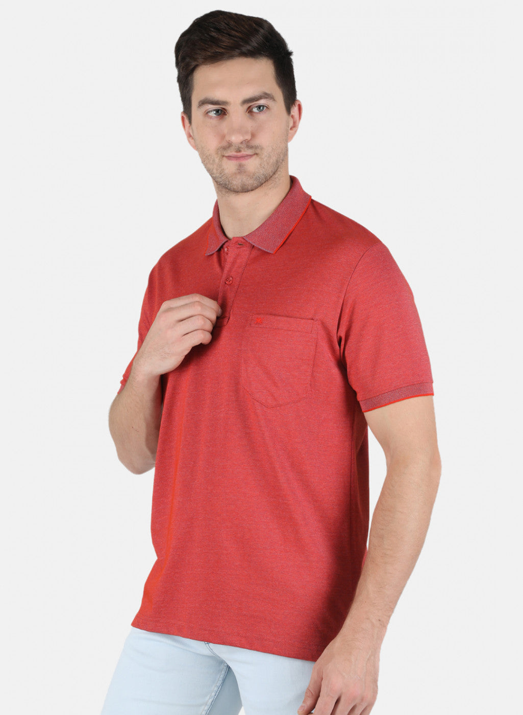 Men Orange Plain T-Shirt