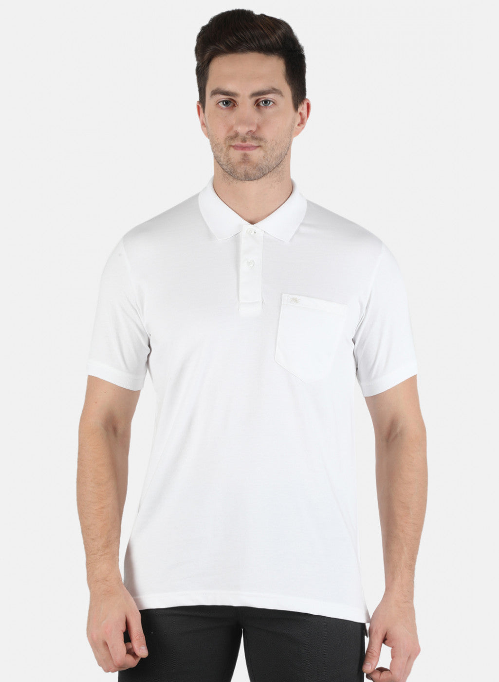 Men White Plain T-Shirt